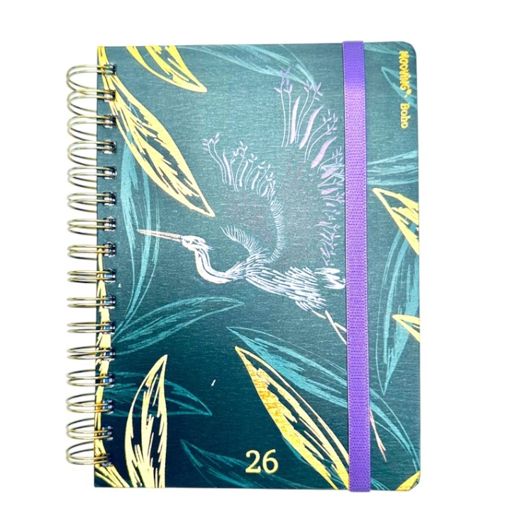 Agenda Mooving 2026 Boho Verde con Espiral dia por pagina 15x21 Art.1405102